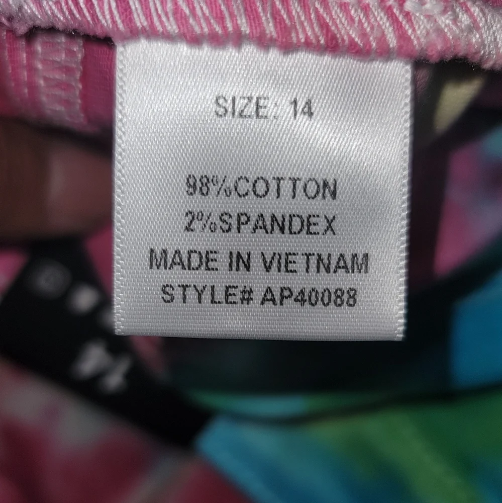 NWT Fashion Nova Pink Yellow Blue Tie Dye Denim High Rise Pants Jeans - Picture 14 of 16